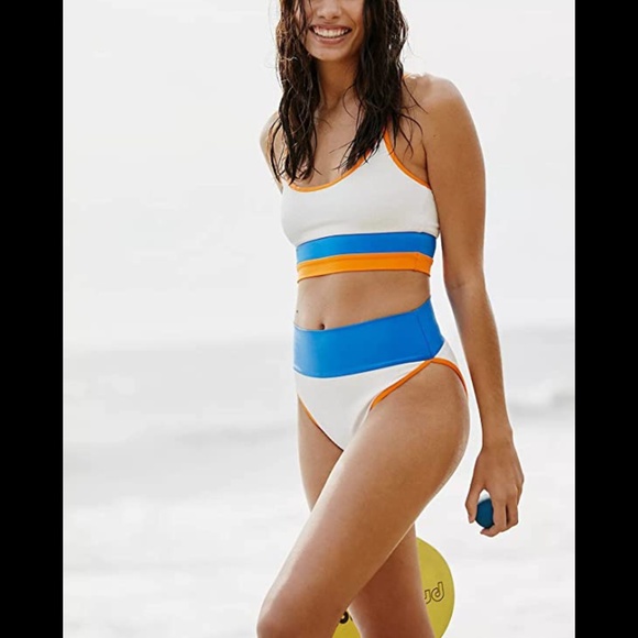 Women's High Waist Color Block Bikini Sets - Picture 1 of 6